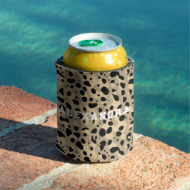 Porta-lata Padrão de manchas de leopardo bege marrom Chic Mod