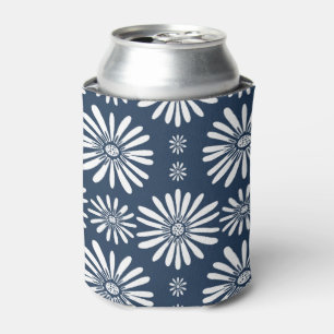 Porta-lata Padrão de margarida azul branco