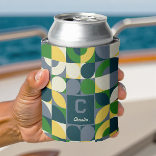 Porta-lata Padrão de Monograma Geométrico Modern Bauhaus Abst