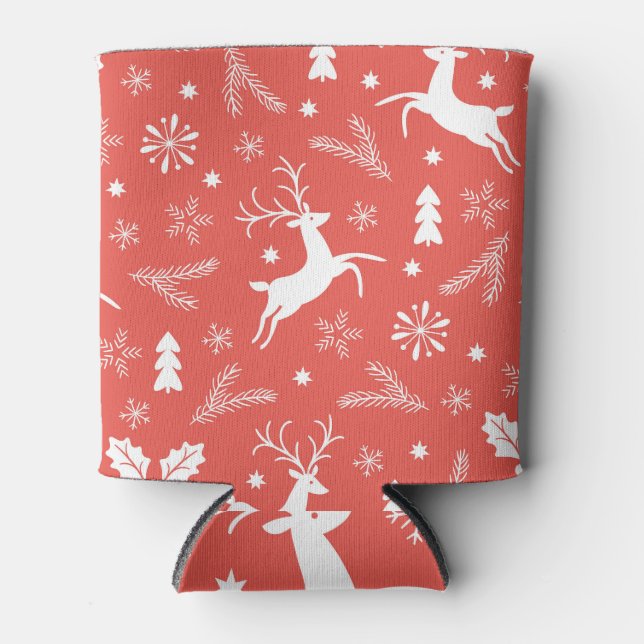 Porta-lata Padrão de Natal Festivo Sem Costura (Frente)