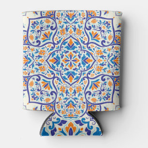 Porta-lata Padrão de Ornamento Azul Laranja de Luxo