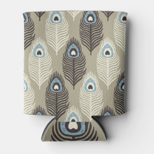 Porta-lata Padrão de pena de peacock, estilo de vintage.