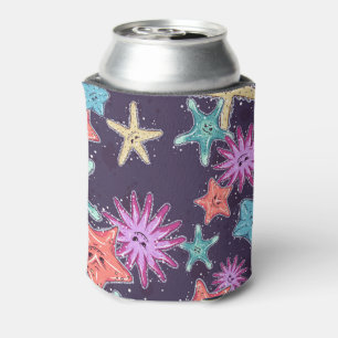 Porta-lata Padrão de Starfish engraçado em um estilo de cor
