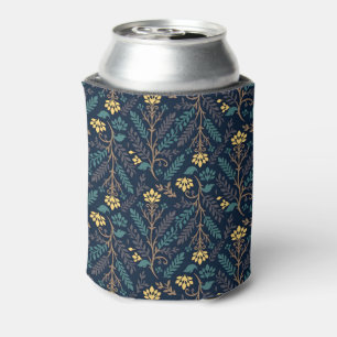 Porta-lata Padrão de tecido azul escuro elegante com flores