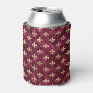 Porta-lata Padrão de Veludo Vermelho Fleur De Lis Mardi Gras