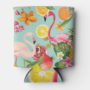Porta-lata Padrão de Vintage do Flamingo Fruta Tropical