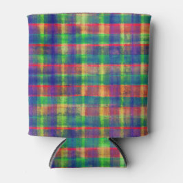 Porta-lata Padrão de Xadrez de Aquarela abstrato Colorida