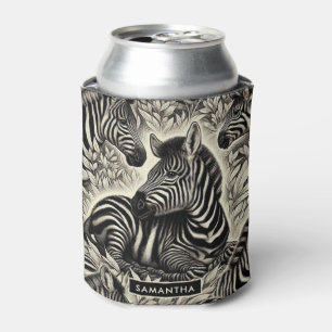 Porta-lata Padrão de Zebra da Vintage Cute