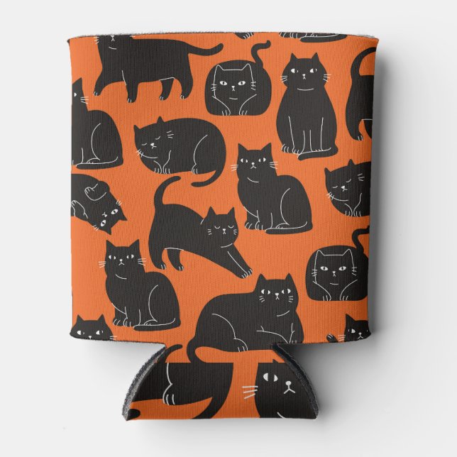 Porta-lata Padrão Desenhado Da Mão De Gatos De Cartoon (Frente)