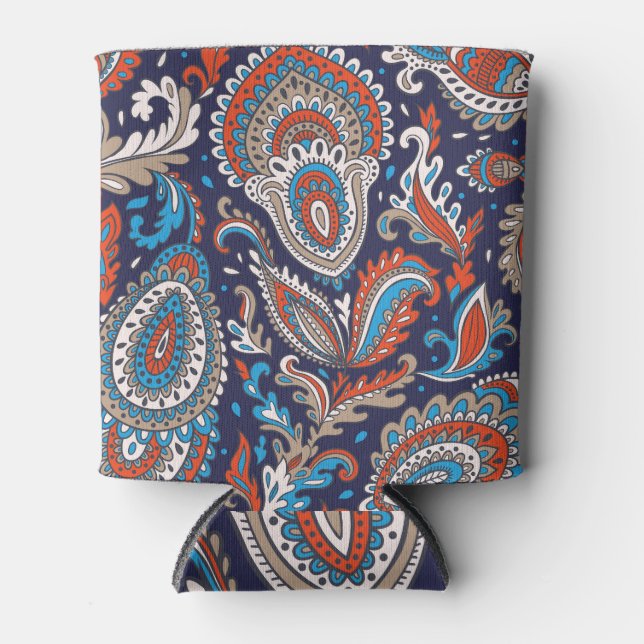 Porta-lata Padrão Étnico de Paisley Indiano. (Frente)