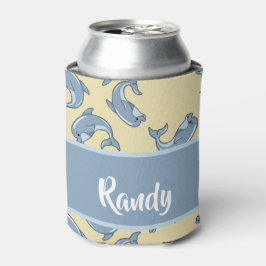 Porta-lata Padrão feliz de bonecas azuis