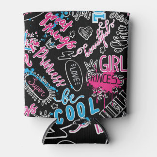 Porta-lata Padrão feminino com slogan caligráfico, corações,