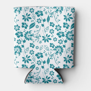 Porta-lata Padrão Floral Azul-Teal Turquesa Tropical