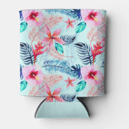 Porta-lata Padrão Floral Azul Tropical Pode Resfriar