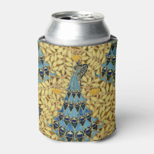 Porta-lata Padrão Floral de Pavão Azul Art Nouveau Antigo