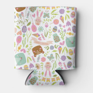 Porta-lata Padrão Floral do felz pascoa Bunny