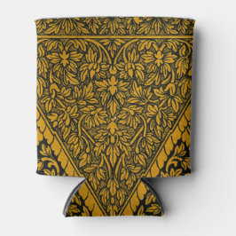 Porta-lata Padrão Floral Indígena Dourado e Preto Vintage