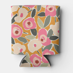 Porta-lata Padrão Floral Ousado Desenhado à Mão com Tinta - P