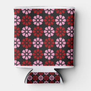 Porta-lata Padrão floral rosa e vermelho