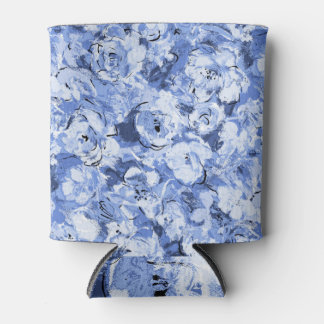 Porta-lata Padrão Floral Sem Costura de Fundo Azul