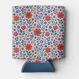 Porta-lata padrão floral temático EUA/americano
