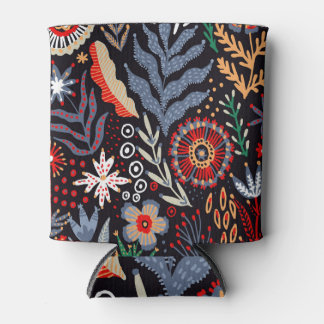 Porta-lata Padrão Folclórico: Flores Têxteis Coloridas