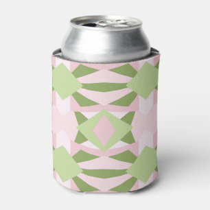 Porta-lata Padrão Geométrico Abstrato em Verde e Rosa Pastel