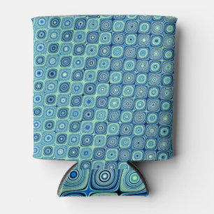 Porta-lata Padrão Geométrico de Abstrato Azul Ornamental.