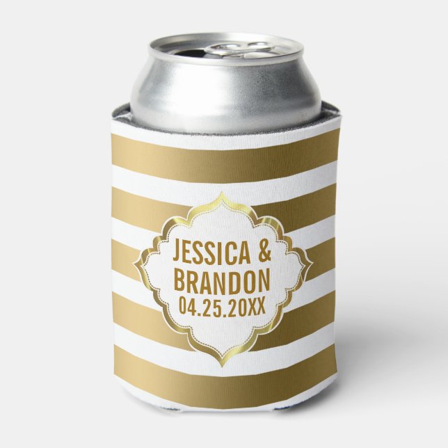 Porta-lata Padrão Geométrico Dourado Monograma 2 (Can Front)