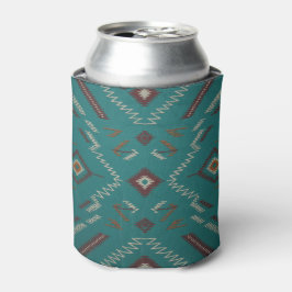Porta-lata Padrão Geométrico Tribal Navajo Turquesa