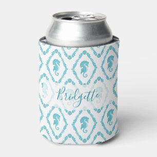 Porta-lata Padrão marinho personalizado azul e branco