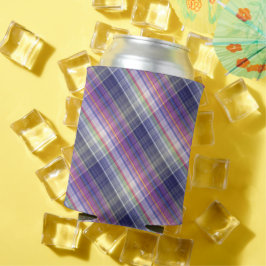 Porta-lata Padrão Moderno De Xadrez Roxo De Tartan.