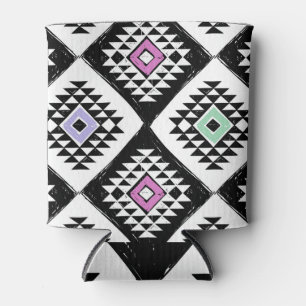 Porta-lata Padrão Navajo Tribal Branco Negro