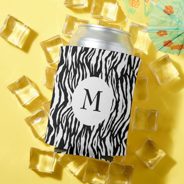 Porta-lata Padrão Ousado de Impressão de Zebra Preta e Branca (Verão in situ)
