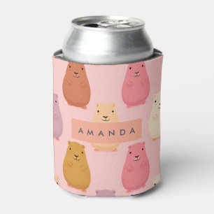 Porta-lata Padrão Personalizado de Capivara Fofa em Pastel