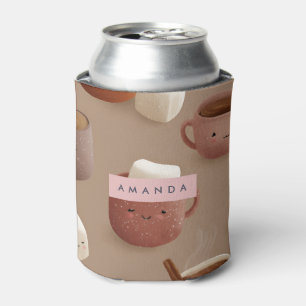 Porta-lata Padrão Personalizado de Chocolate Quente Pastel Ac