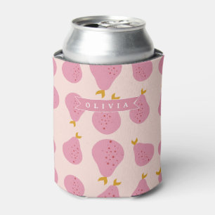 Porta-lata Padrão Personalizado de Pera Rosa Fofo Fruta Femin