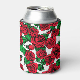 Porta-lata padrão Rosa vermelha