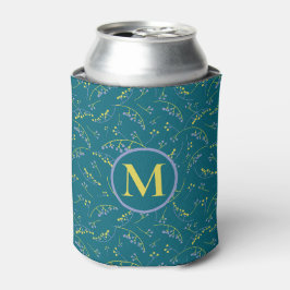 Porta-lata padrão verde lilás amarelo na moda monograma