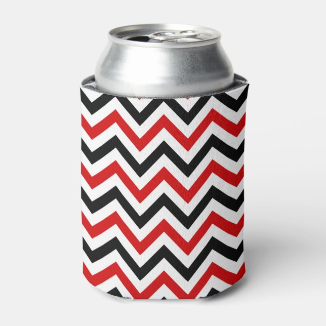 Porta-lata Padrão vermelho, branco, grande chevron preto ZigZ (Can Front)