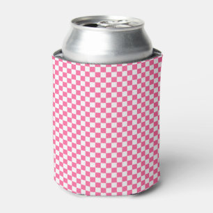 Porta-lata Padrão Xadrez Geométrico Rosa e Branco Feminino