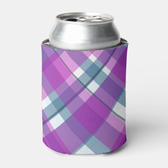 Porta-lata Padrão Xadrez Roxo (Can Front)