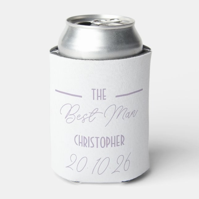 Porta-lata Padrinho de Casamento Lavanda e Branco Caneca Térm (Can Front)
