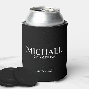 Porta-lata Padrinho de casamento personalizado preto e branco