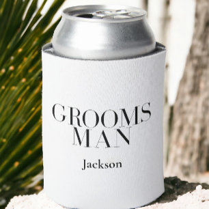 Porta-lata Padrinho de casamento preto branco personalizado s