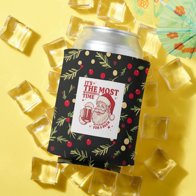 Porta-lata Padrões de Natal Pretos (Verão in situ)