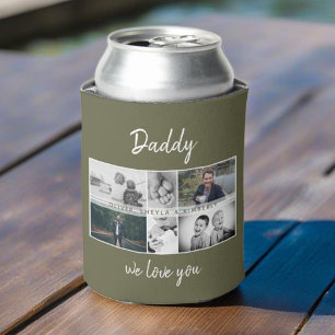 Porta-lata Pai com Crianças e Colagem de Fotos de Pai Familia