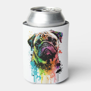 Porta-lata Pai de Arte Pop de Pug Colorida Mãe Cachorro Lover