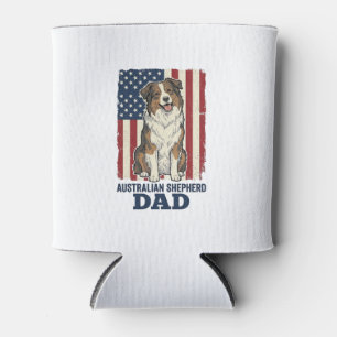 Porta-lata Pai do Australian Shepherd Patriótico Vetor Vintag