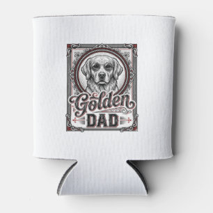 Porta-lata Pai Golden Retriever Design de Gravura Vintage_1